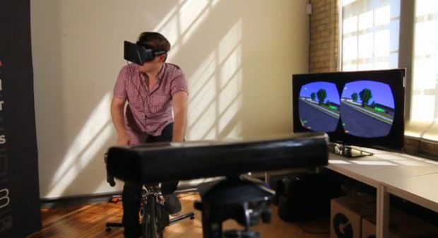 Oculus Rift, Kinect and a stationary bike power virtual 