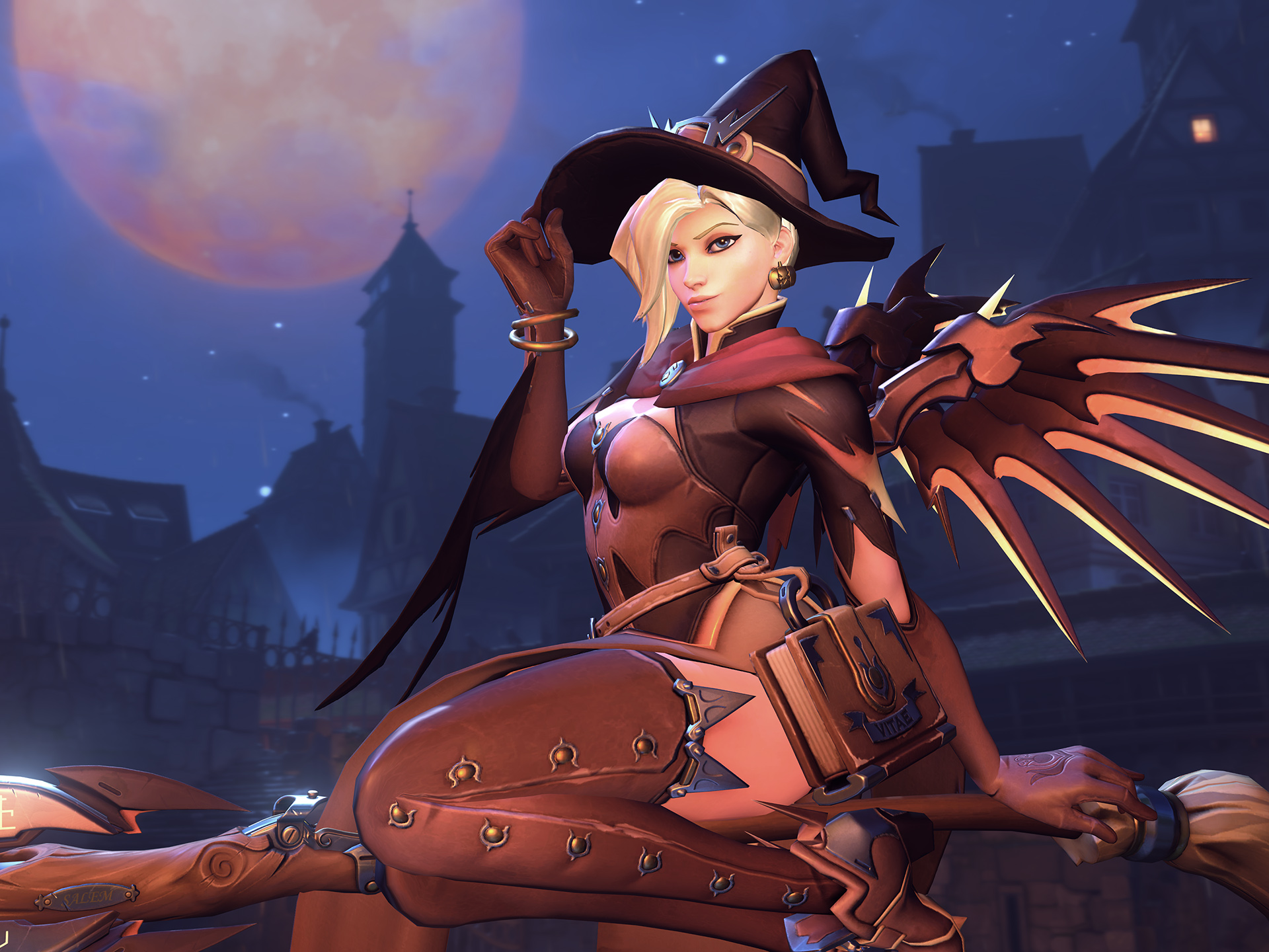 Witch Mercy in the Overwatch Halloween game event