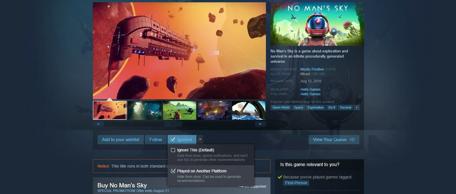 There's a way to hide games on the Steam store that you already