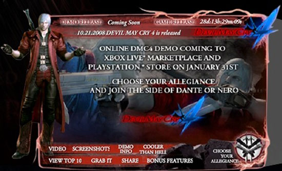 Devil May Cry 4 Website Update