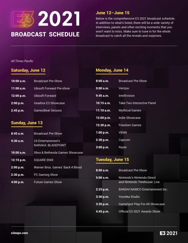 E3 Schedule 2021