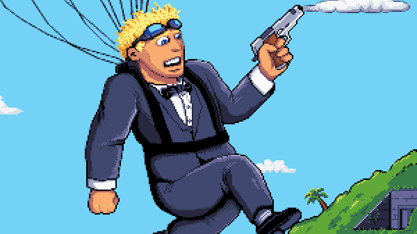 Parachuting with a gun in hand in Secret Agent HD