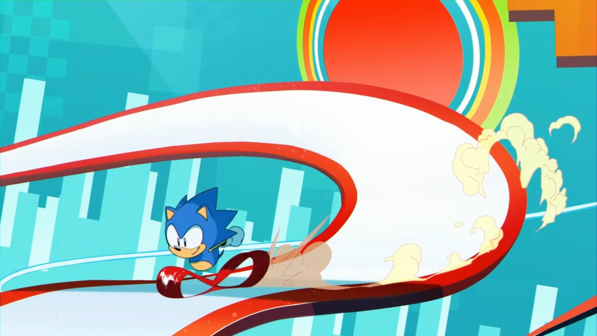 Sonic running so fast his feet look like the infinity symbol