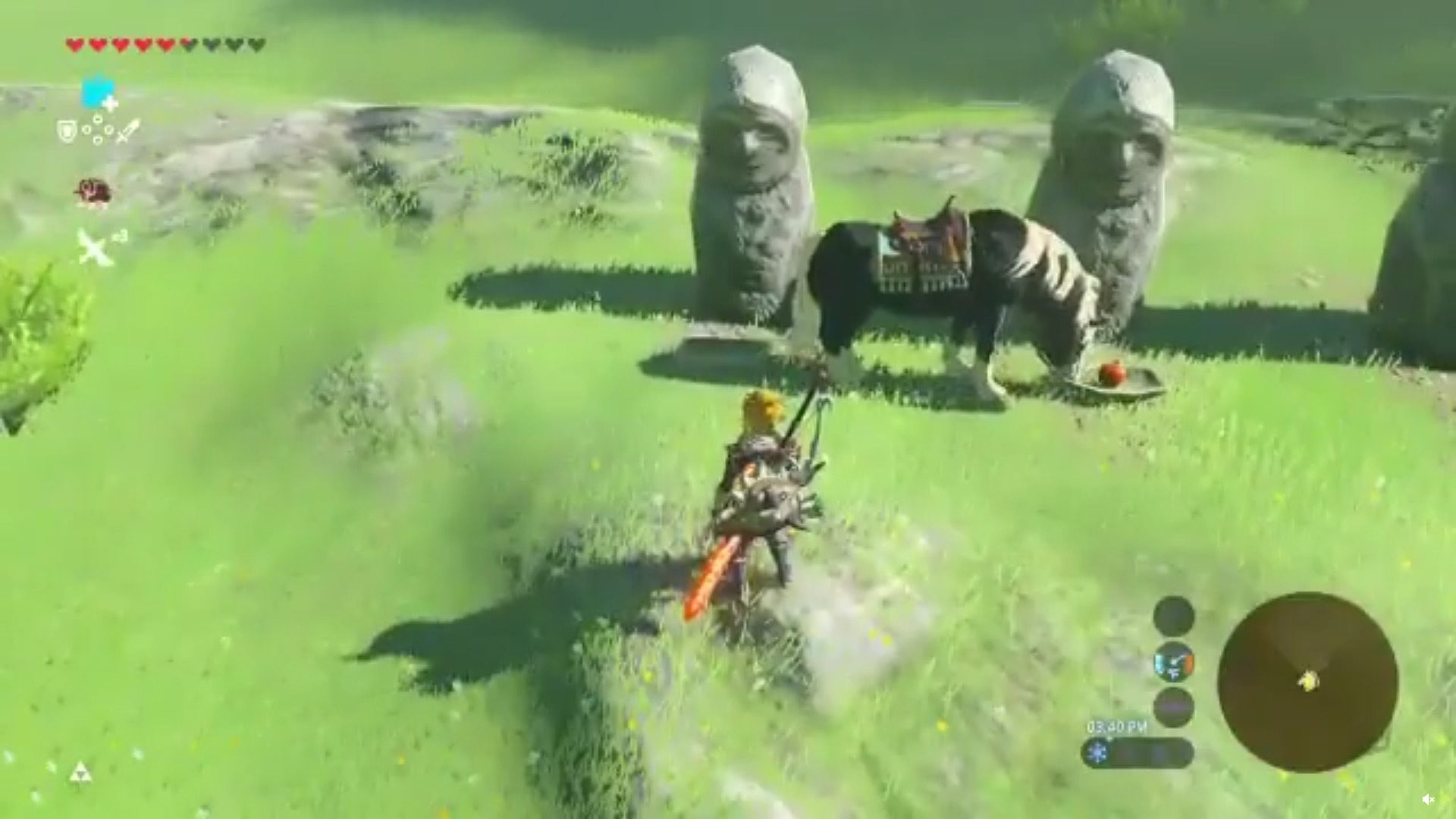 A hungry horse thwarting a puzzle in Zelda: Breath of the Wild
