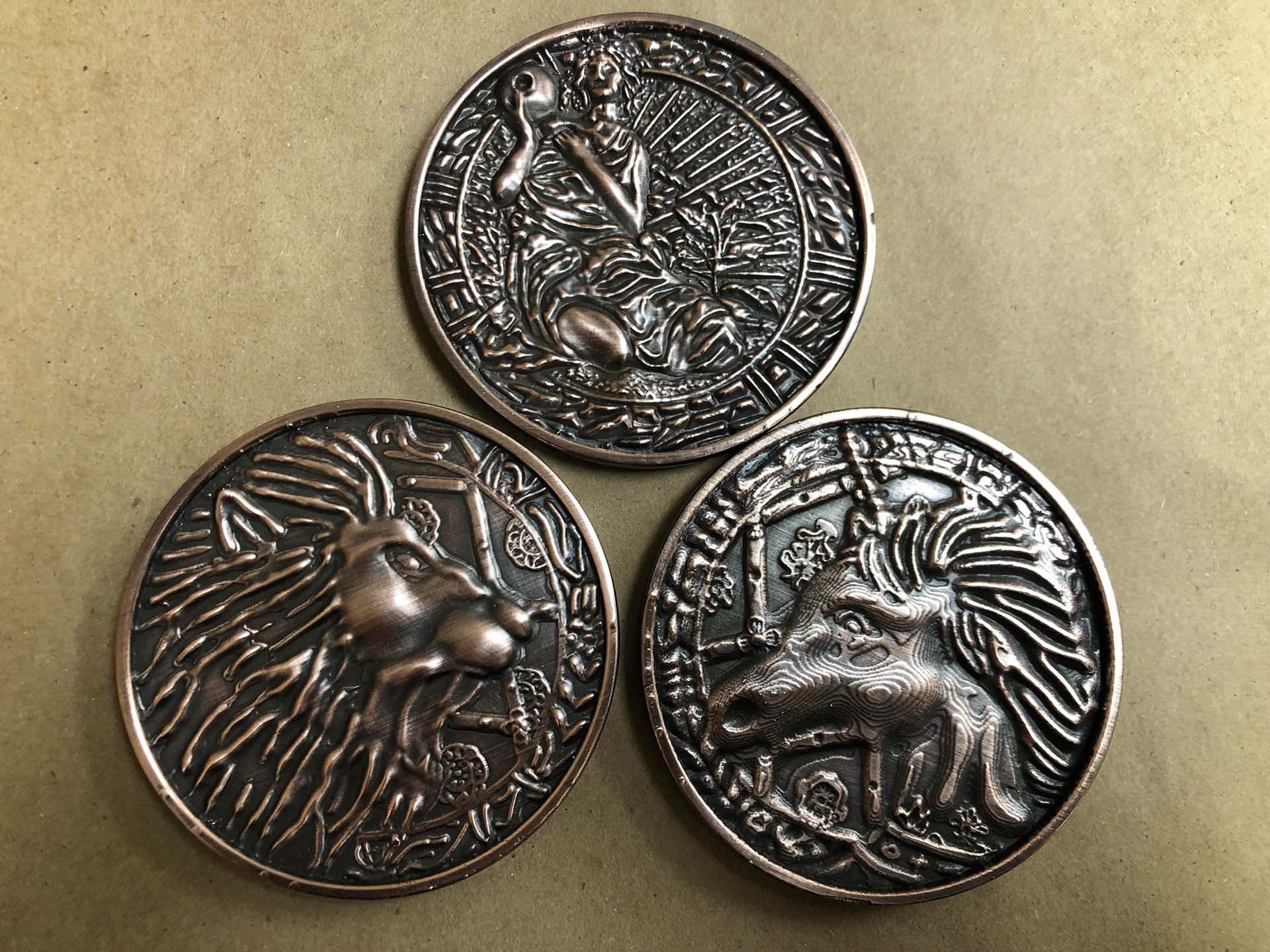 Resident Evil 2 medallions recreated with 3D printing and electroplating