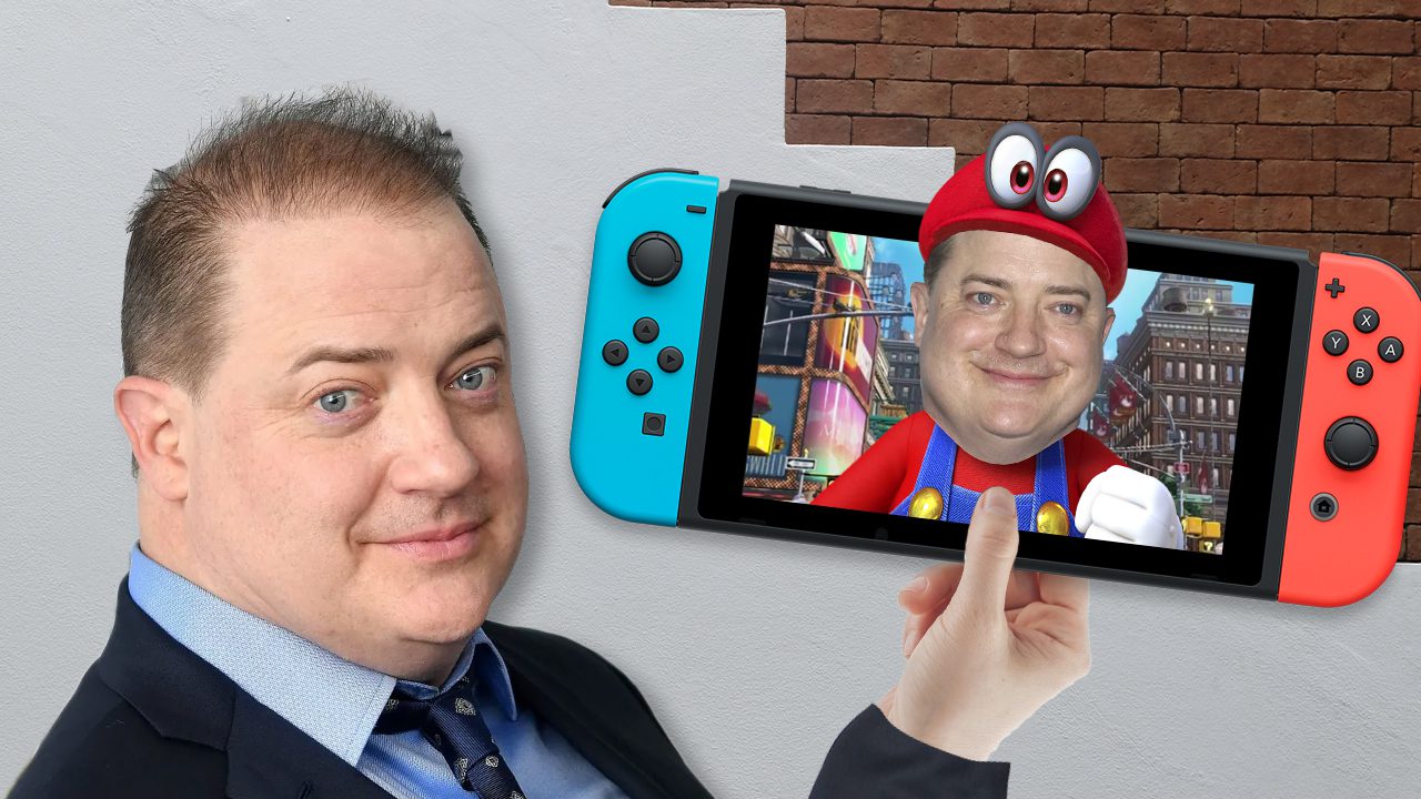 Brendan Fraser with a Nintendo Switch