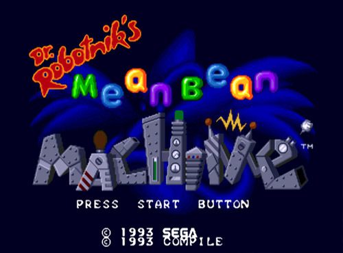 The start screen for Dr. Robotnik's Mean Bean Machine