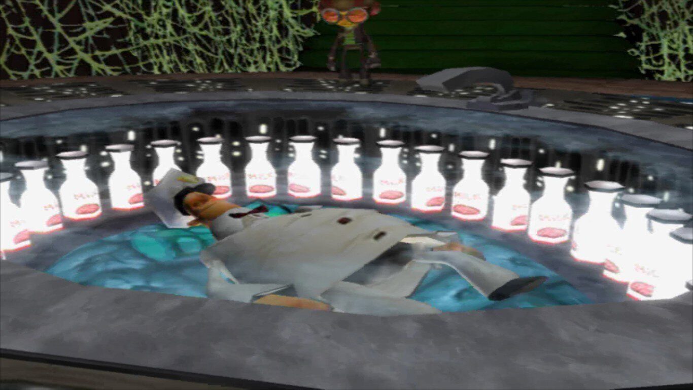 The Milkman surrounded by milk in Psychonauts