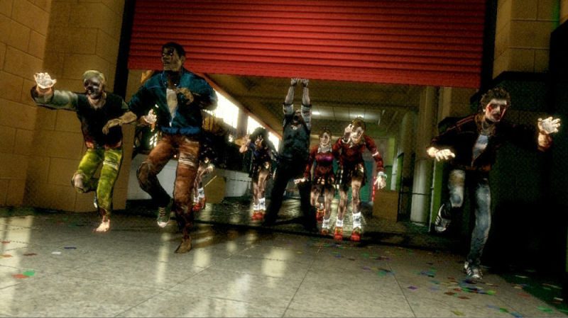 Zombies roaming the halls in Lollipop Chainsaw