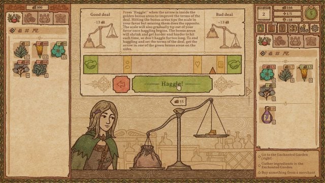 The haggling mini-game in Potion Craft: Alchemist Simulator