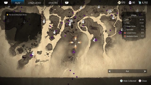 Tracking collectible items with a new map toggle in Kena: Bridge of Spirits