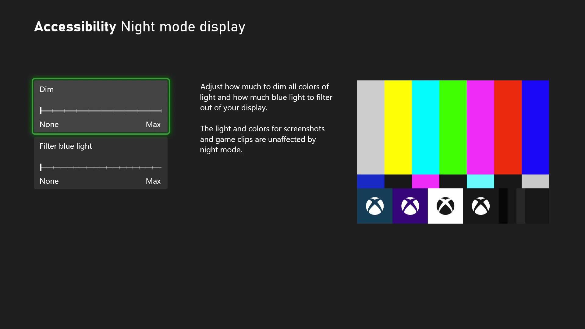 Xbox night mode update
