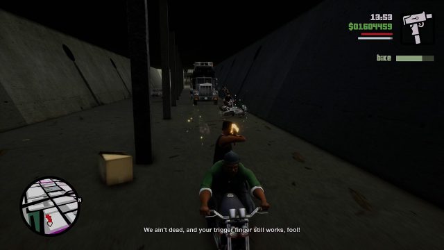 Fleeing on a bike in San Andreas Definitive Edition