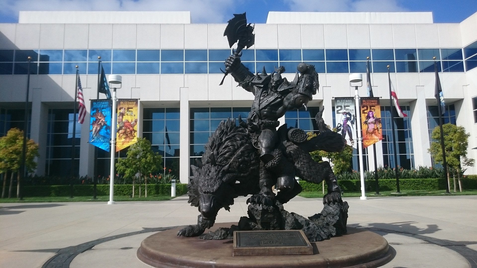 The Orc statue outside of Blizzard's campus in Irvine