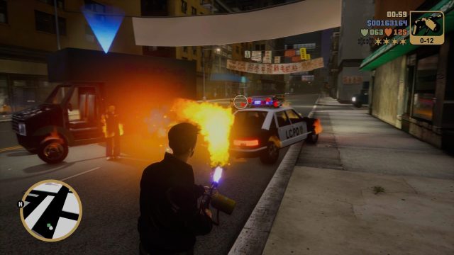 Using a flamethrower in Grand Theft Auto: The Trilogy - The Definitive Edition