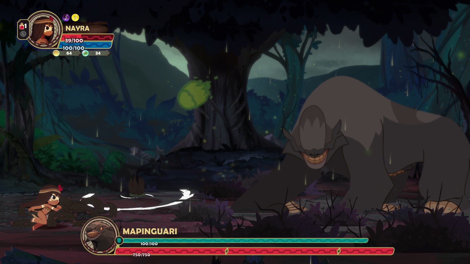 The first boss of the game, Mapinguari