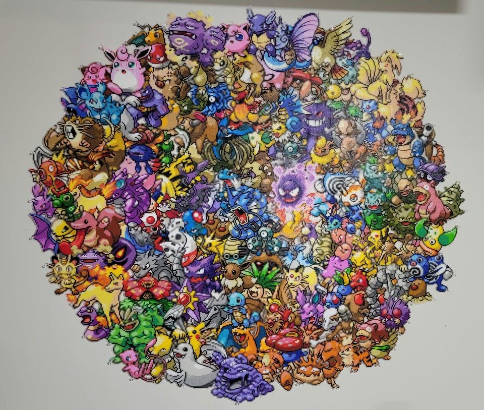 Pokémon mural art with beads