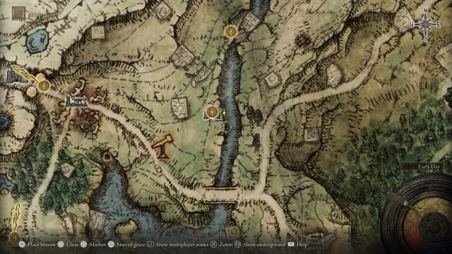 The Murkwater Cave map location in Elden Ring