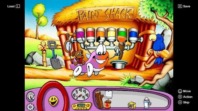 A Nintendo Switch screenshot of the Paint Shack in Putt-Putt Saves the Zoo