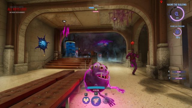 A purple ghost in Ghostbusters: Spirits Unleashed