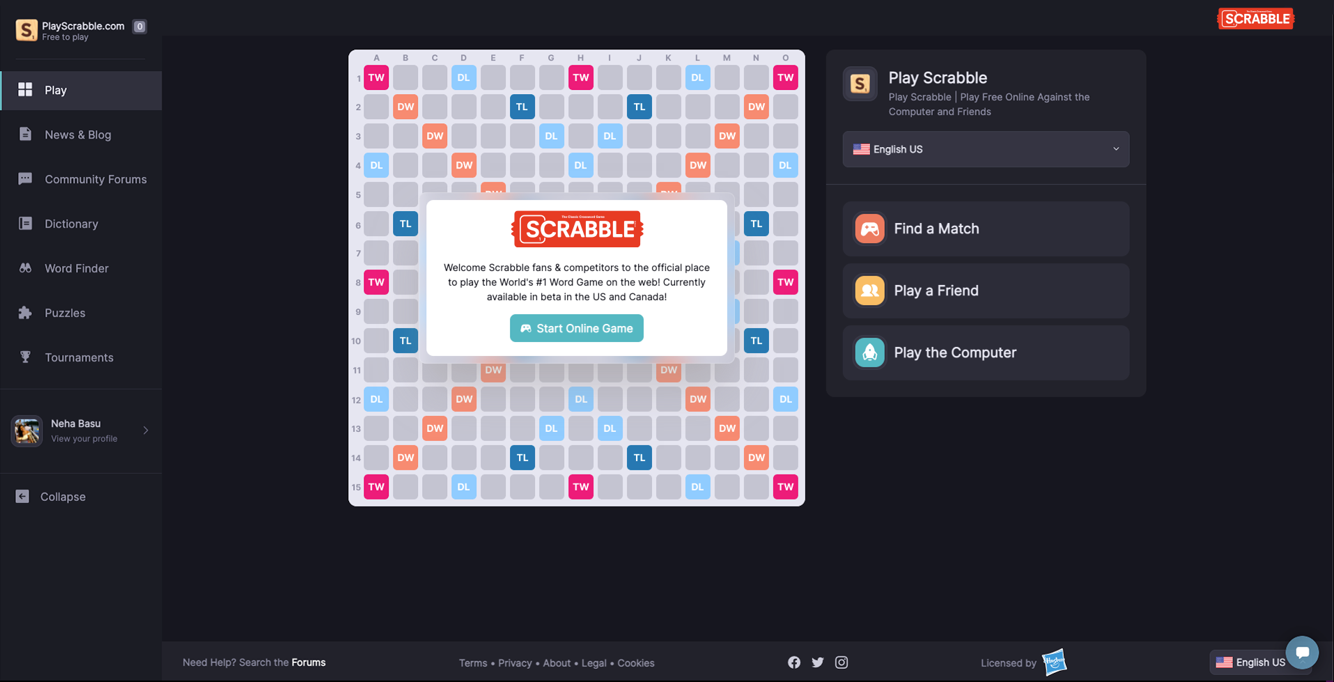 Scrabble, Free Online Multiplayer Word Game