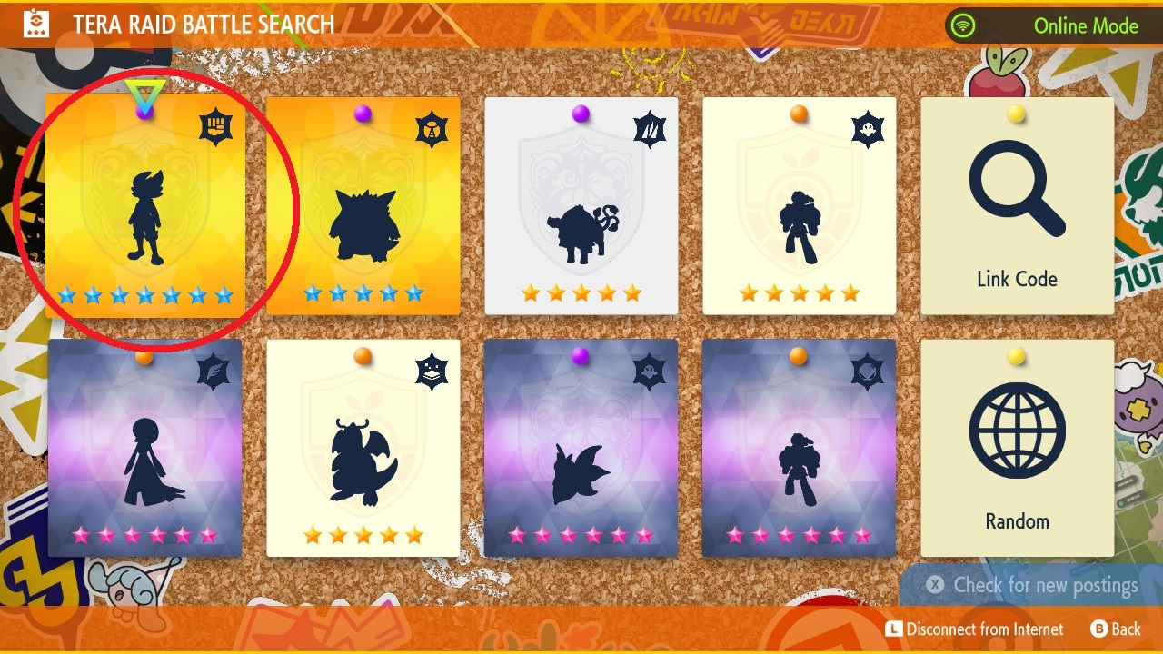 Pokemon Scarlet and Violet, Tera Raid Battle Codes Search Board