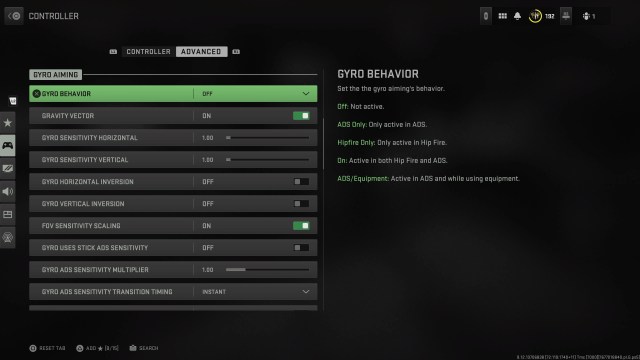 MW2 and Warzone 2.0 gyro aiming settings