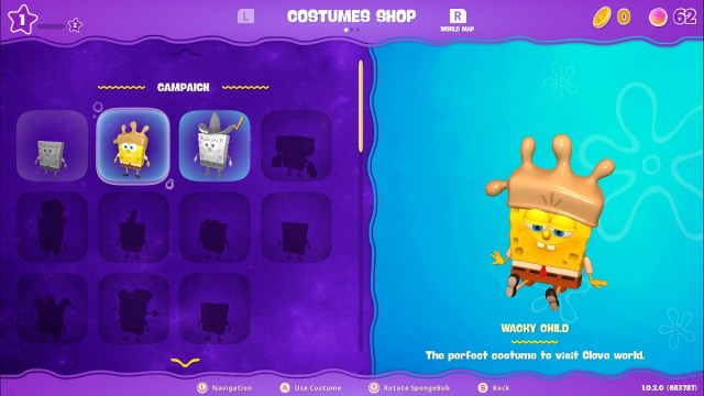 Change Costumes in SpongeBob SquarePants: The Cosmic Shake