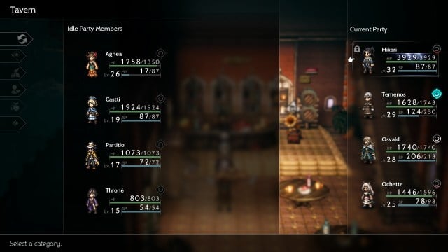Octopath Traveler 2 change party leader