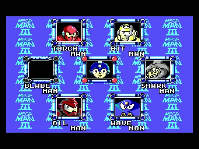 Écran principal du robot Mega Man 3 DOS