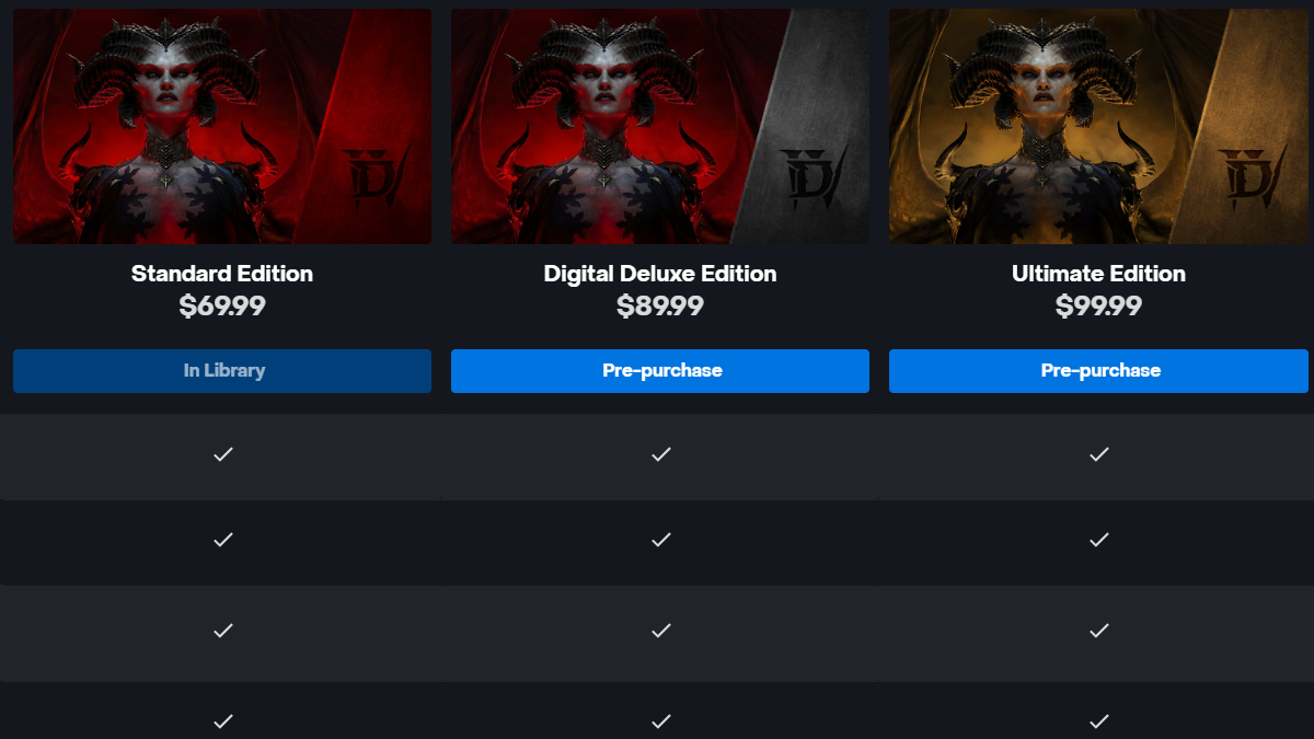 Diablo 4 Edition Comparison