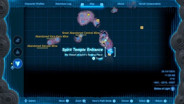 Spirit Temple depths map