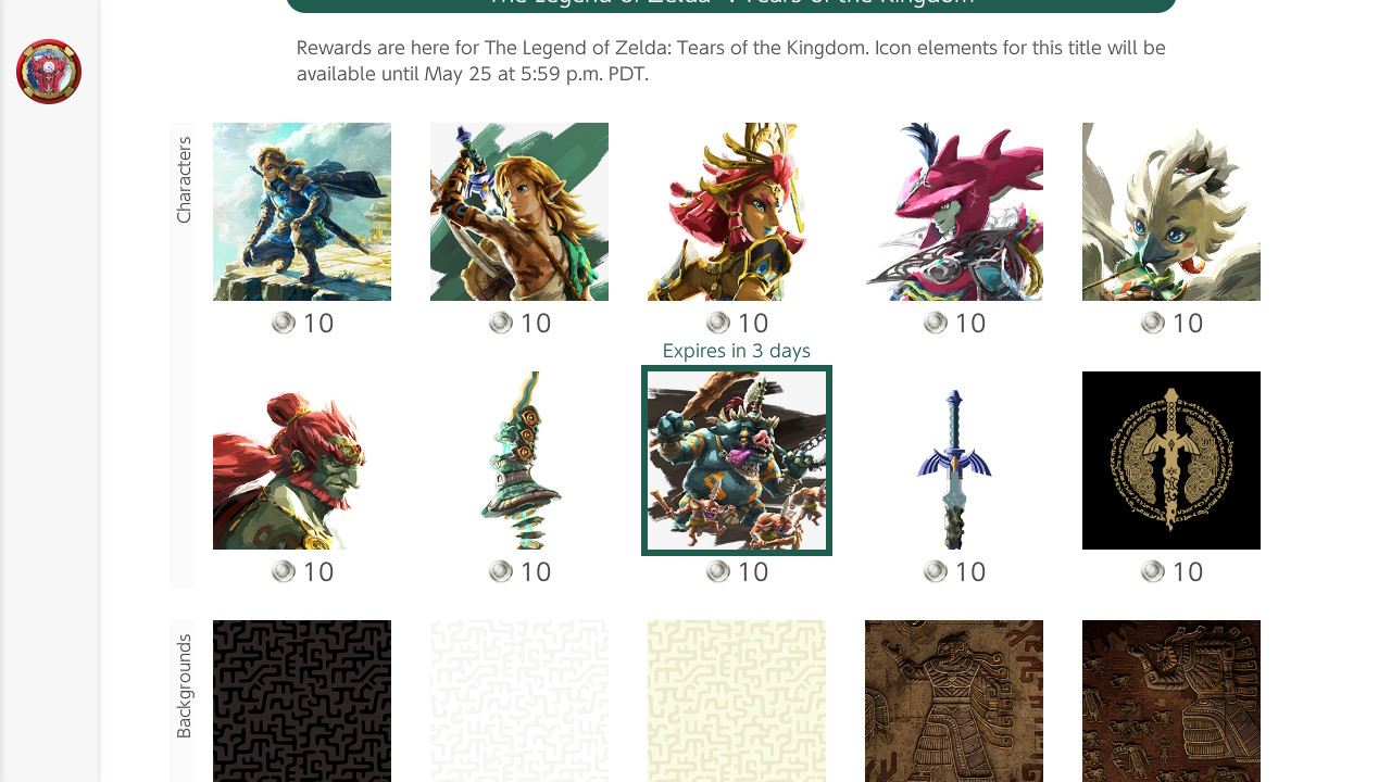 Tears of the Kingdom Switch icons are available for a few more days