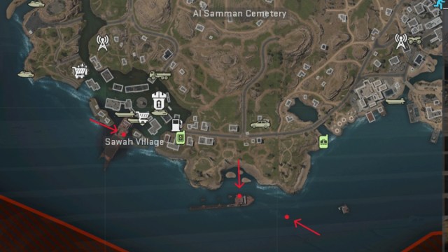All three Contraband Packages location on Al Mazrah