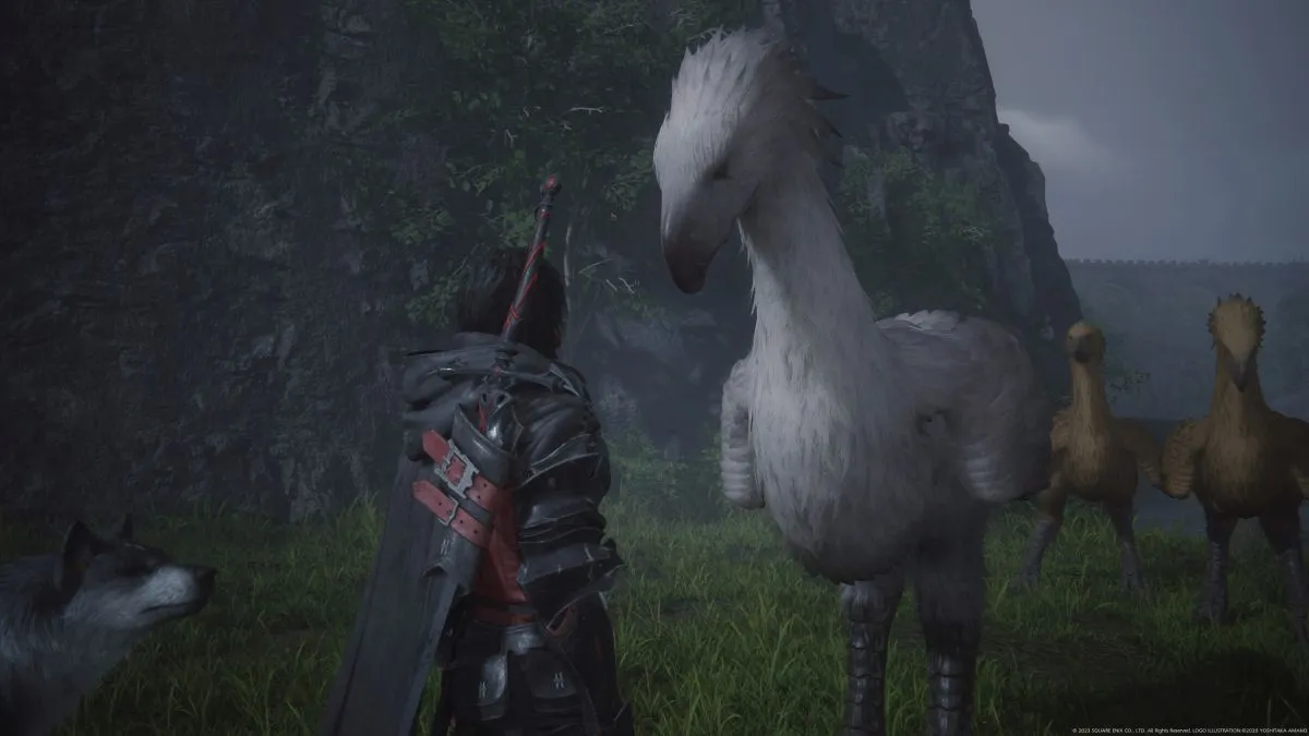 Clive and a white winged chocobo