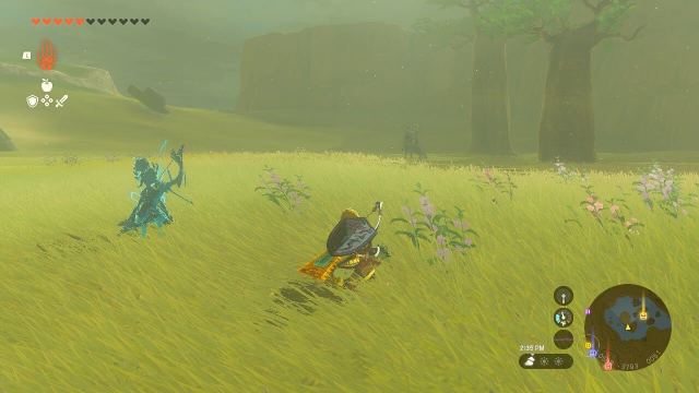 Tears of the Kingdom TotK. Hiding in the grass, watching a Silver Lynel.