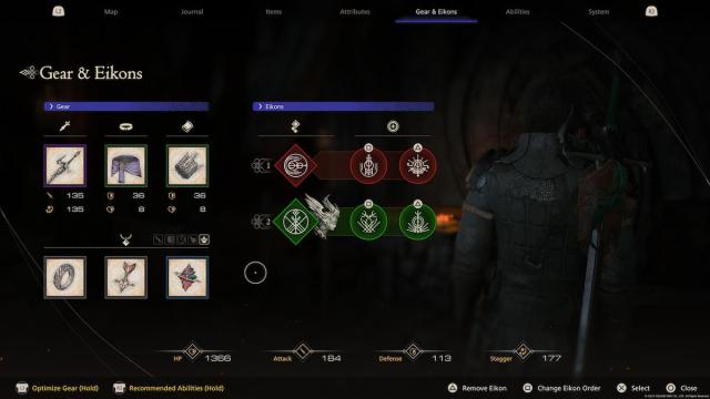 the menu to equip timely accessories in Final Fantasy xvi