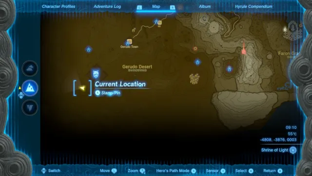 Gerudo Desert map in The Legend of Zelda: Tears of the Kingdom