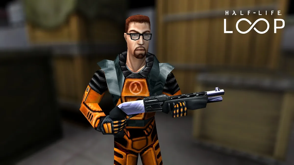 Gordon Freeman from Half-Life holding a shotgun.