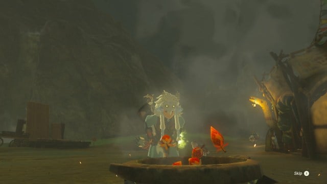 Link cooking in The Legend of Zelda: Tears of the Kingdom.