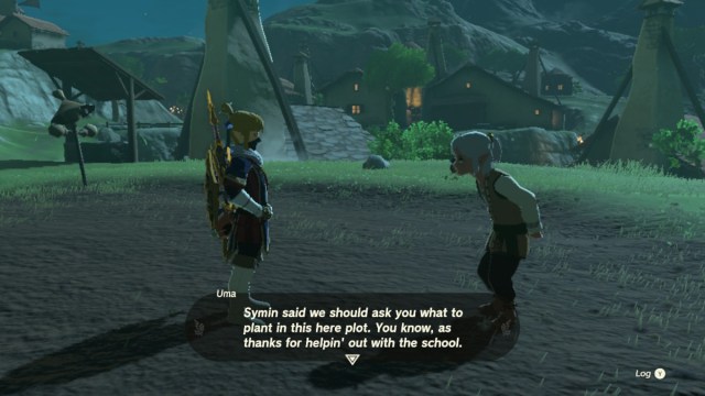 Link and Uma in dialog in The Legend of Zelda: Tears of the Kingdom.