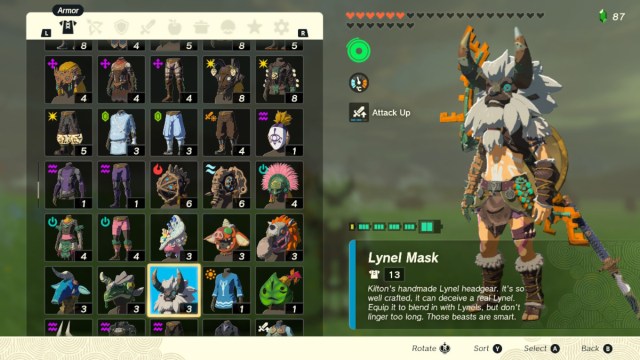Link wearing Lynel mask in The Legend of Zelda: Tears of the Kingdom