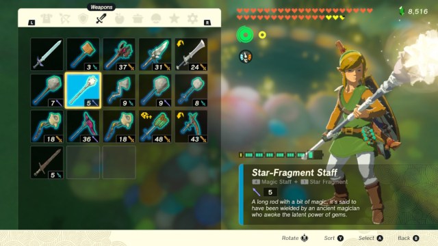 Link holding a Star Fragment-Staff in The Legend of Zelda: Tears of the Kingdom.