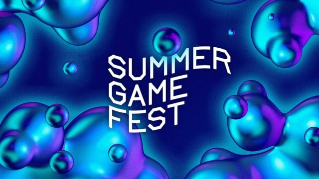 Summer Game Fest-Logo auf blauem und violettem, sprudelndem Hintergrund.