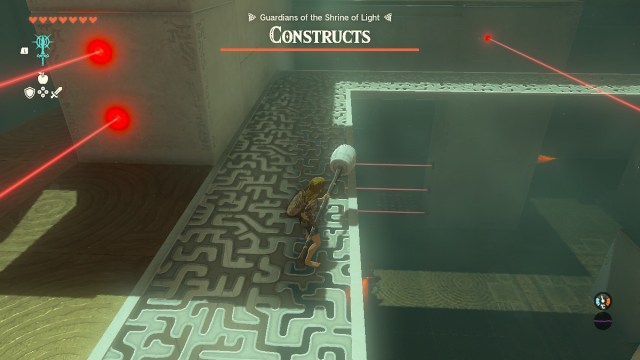Link stood up top in eutoum shrine