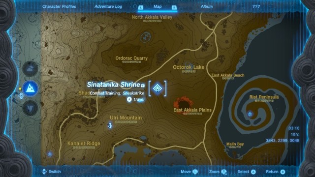 sinatanika shrine on the map