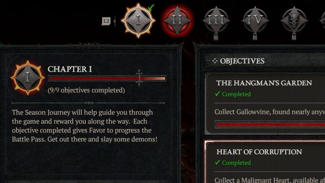 Chapter 1 Season requirements to complete the Holding Back the Flood quest in Diablo 4
