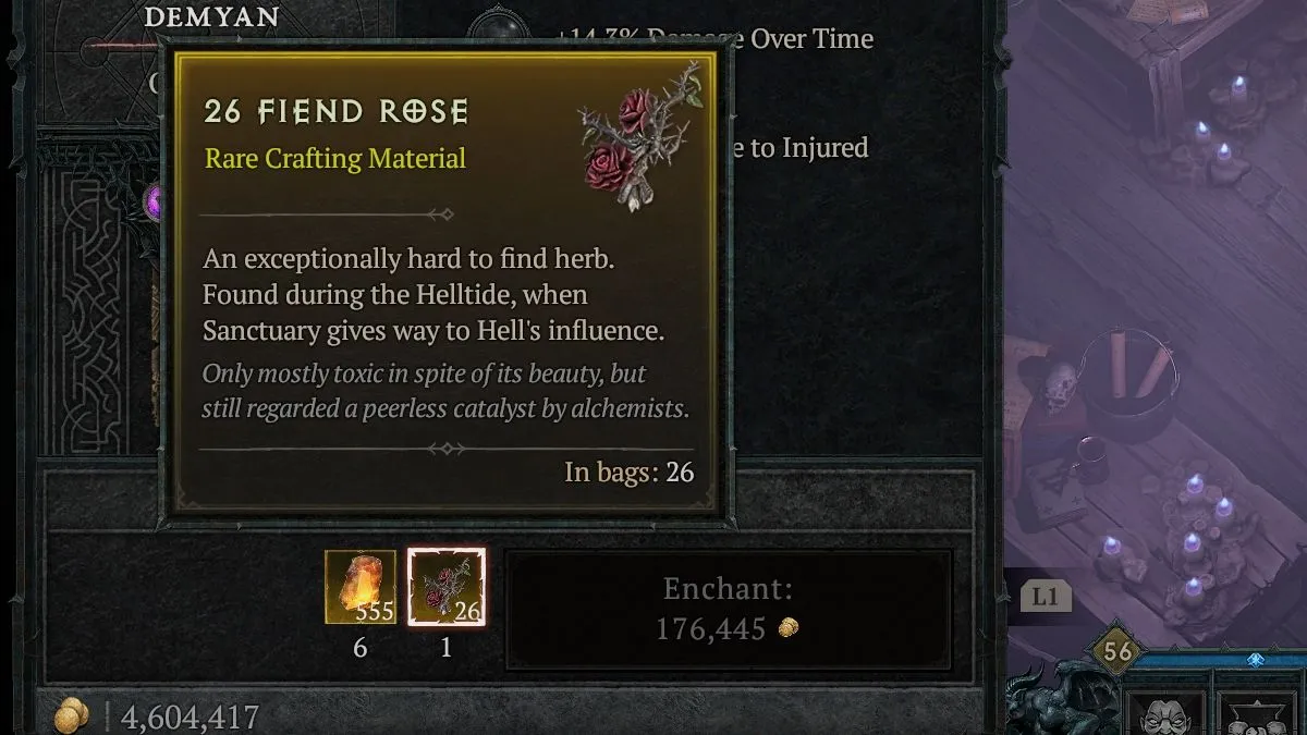 Fiend Rose description in Diablo 4