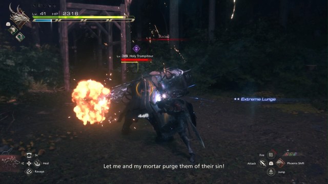 The Man in Black, Holy Trumpitour using Recoil in Final Fantasy XVI (FF16)