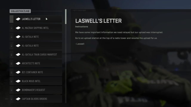 Laswell's Letter mission Warzone